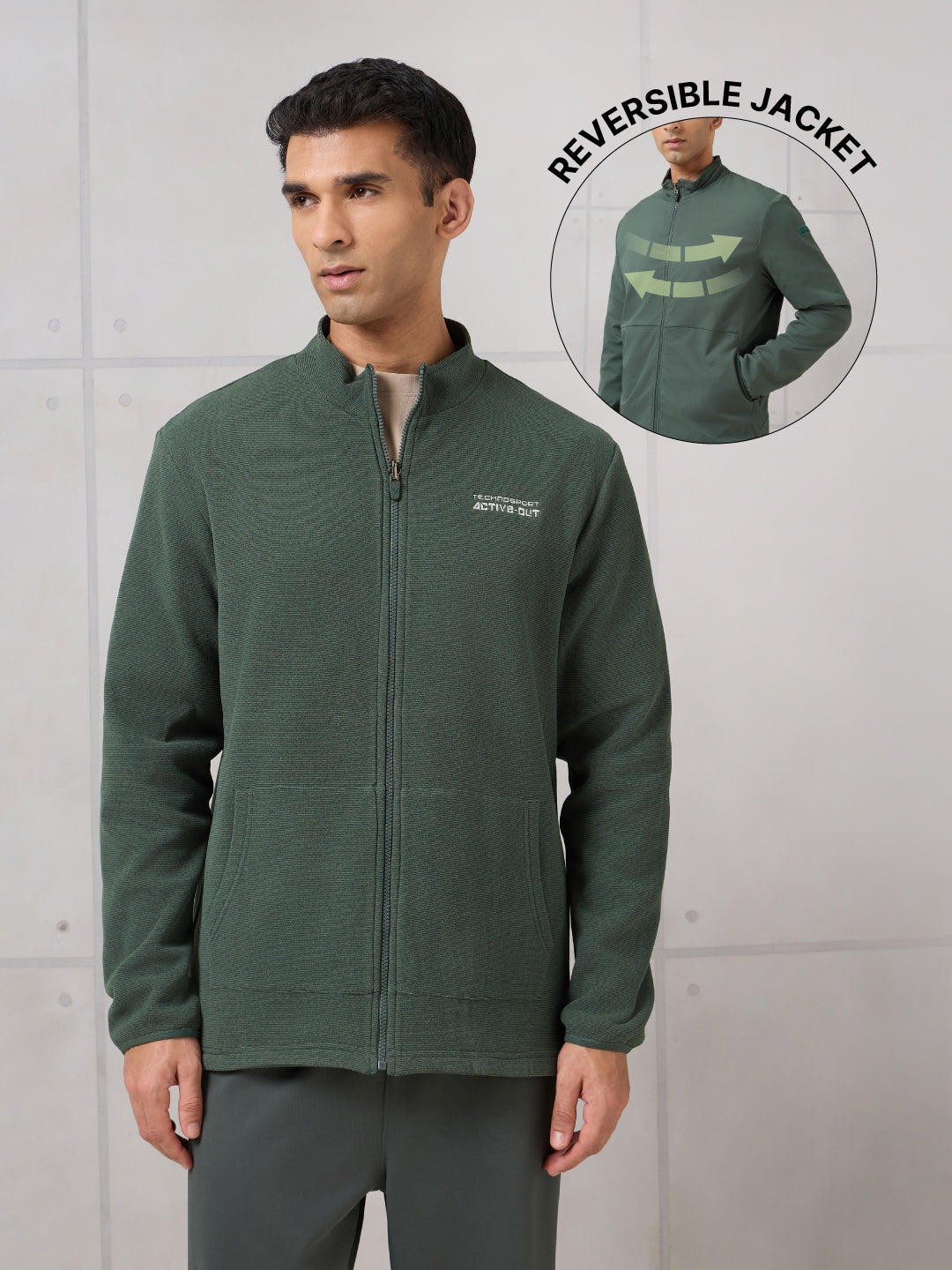 Men Kangaroo Pocket Reversible Winter Jacket with TECHNOWARM+