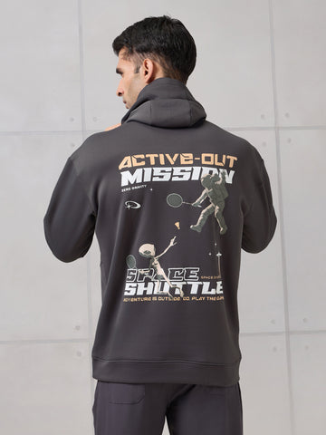 Men Hooded Slim Fit Printed Active Out Sweatshirt with TECHNOWARM+