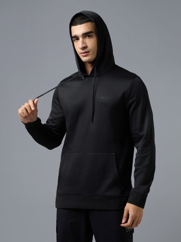 Men Solid Regular Fit Hooded Sweatshirt with TECHNO WARM+