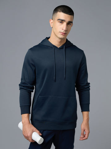 Men Solid Regular Fit Hooded Sweatshirt with TECHNO WARM+
