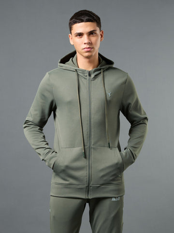 Men Solid Slim Fit Hooded Jacket with TECHNOWARM+