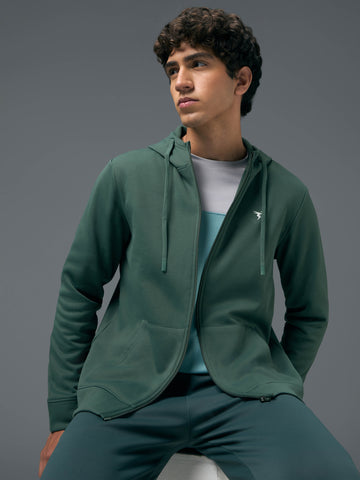 Men Solid Slim Fit Hooded Jacket with TECHNOWARM+