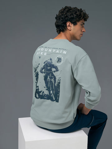 Men Printed Slim Fit Crew Neck Sweatshirt with ELASTO PLUS