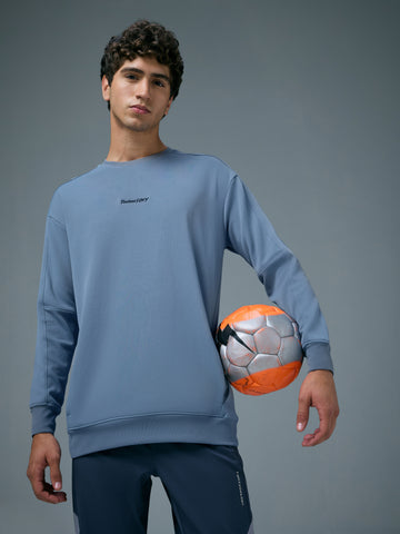 Men Solid Slim Fit Round Neck Sports Sweatshirt with ELASTOPLUS