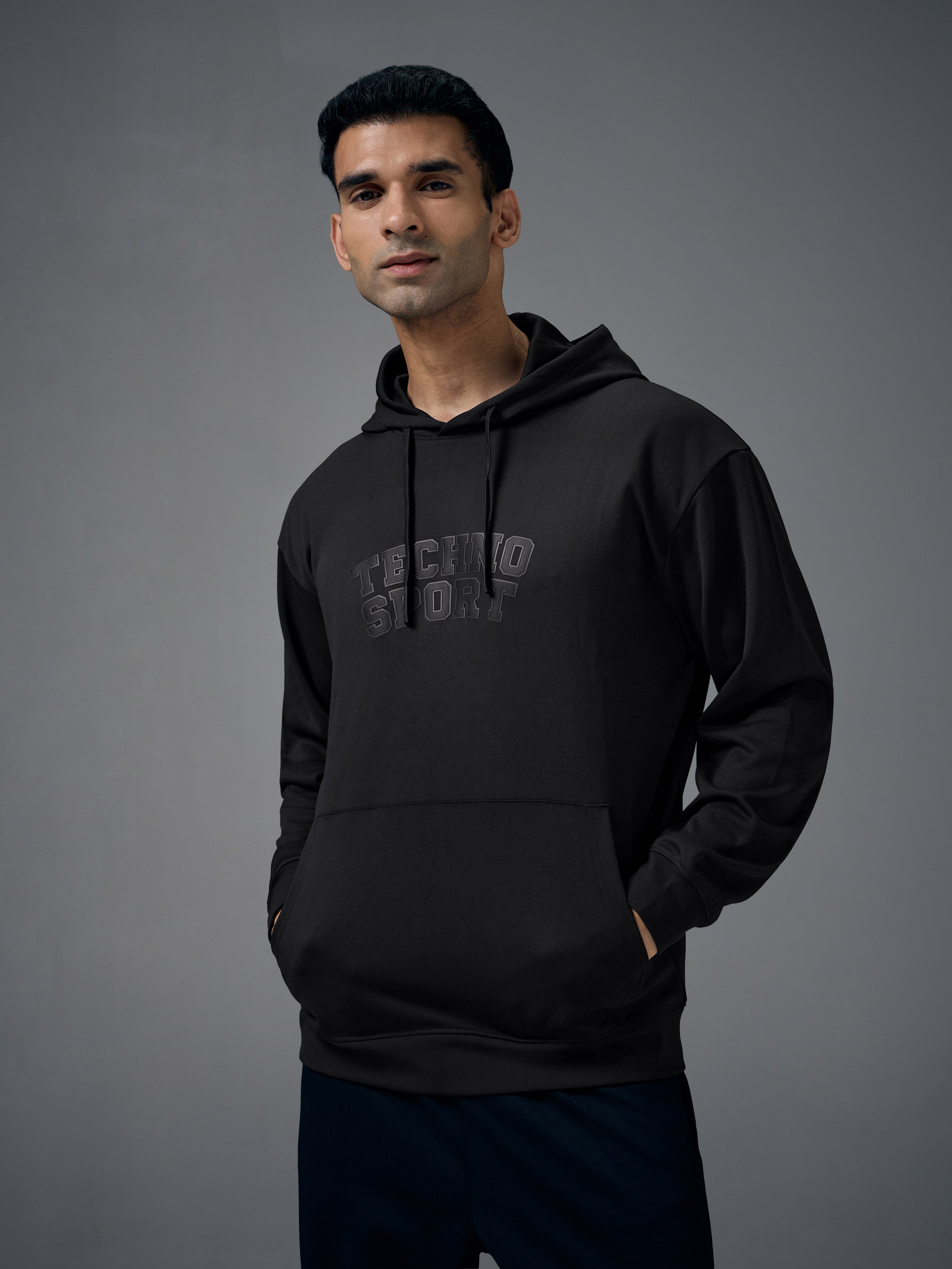 Men Hooded Slim Fit Printed Sweatshirt with ELASTOPLUS