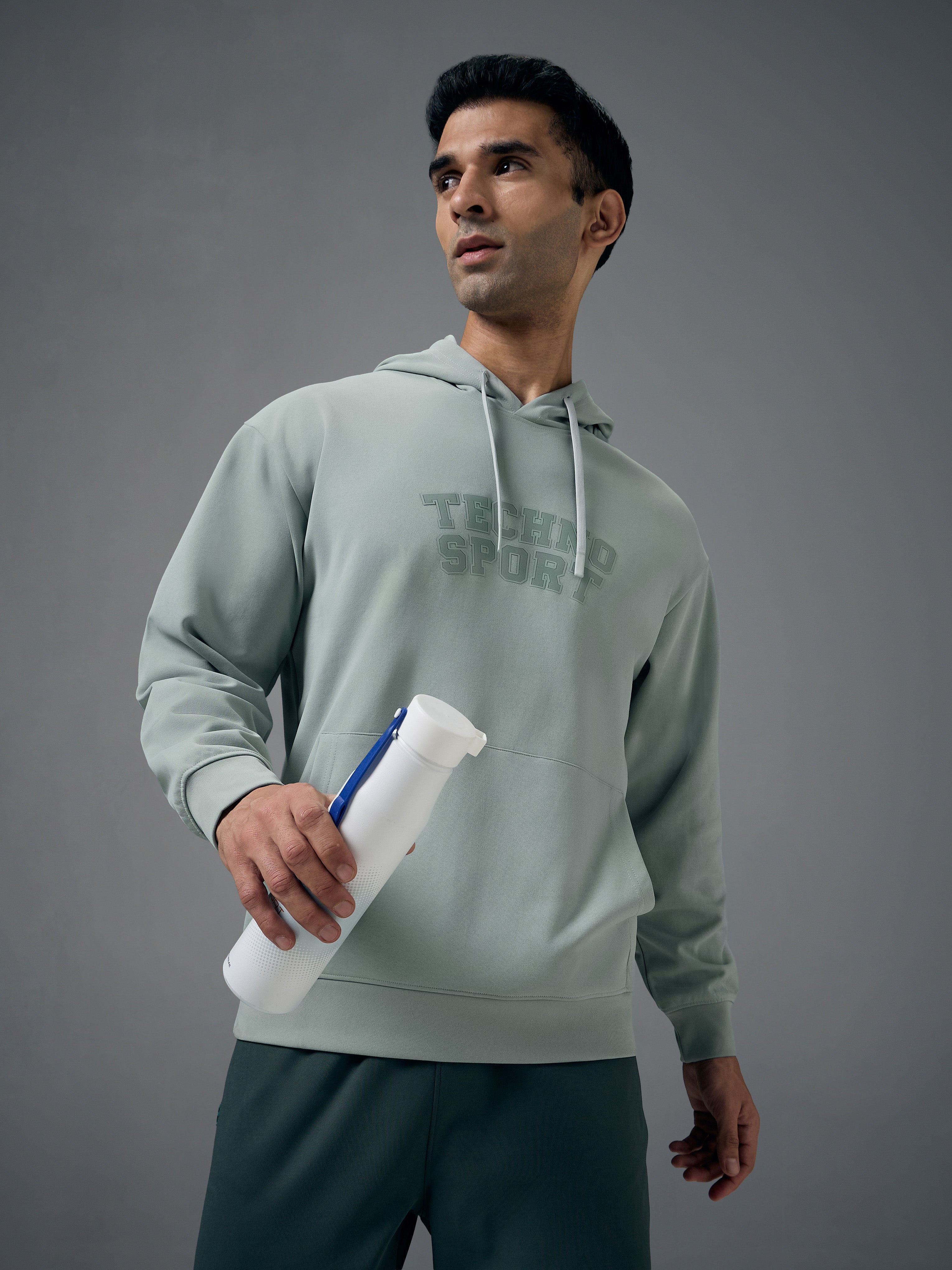 Men Hooded Slim Fit Printed Sweatshirt with ELASTOPLUS
