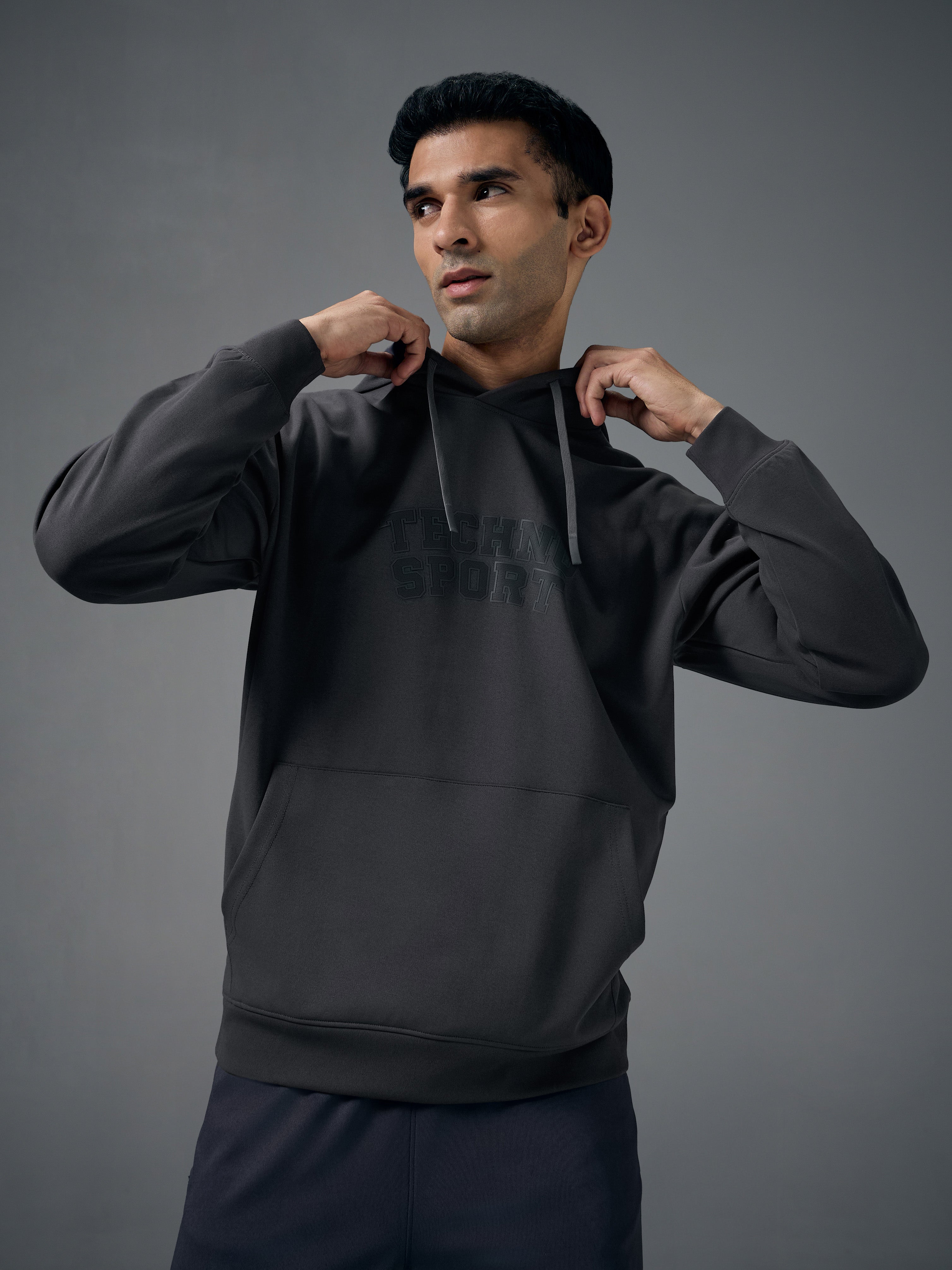 Men Hooded Slim Fit Printed Sweatshirt with ELASTOPLUS
