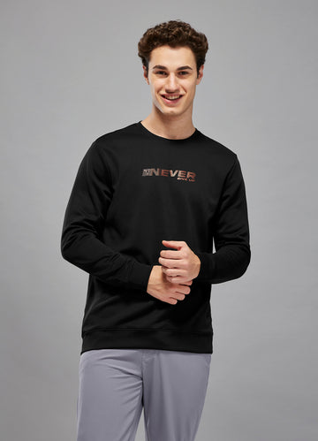 Men Printed Slim Fit Crew Neck Sweatshirt with ELASTO PLUS