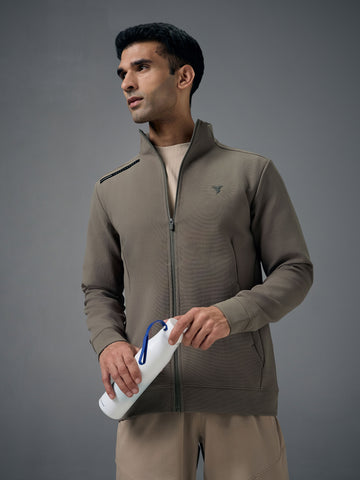 Men Solid Slim Fit Mock Neck Jacket with ELASTO PLUS