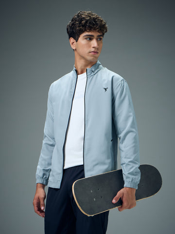 Men Solid Slim Fit Mock Neck Jacket with TECHNOLITE