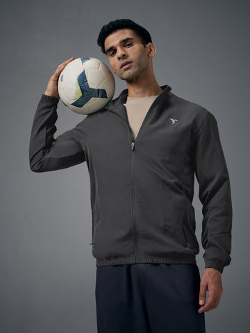 Men Solid Slim Fit Mock Neck Jacket with TECHNOLITE