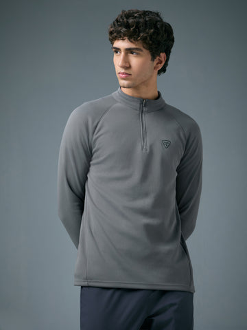 Men Solid Slim Fit Mock Neck Sports Sweatshirt with ELASTO PLUS