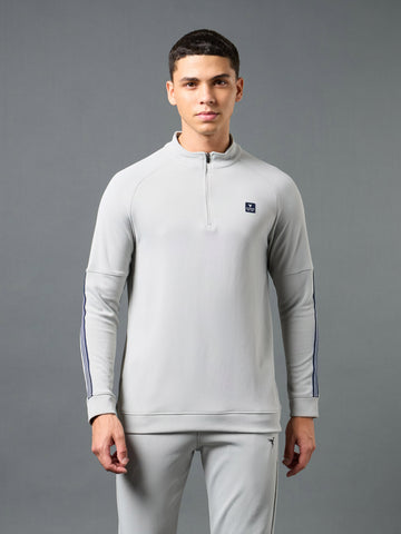 Men Solid Slim Fit Mock Neck Sweatshirt with ELASTO PLUS