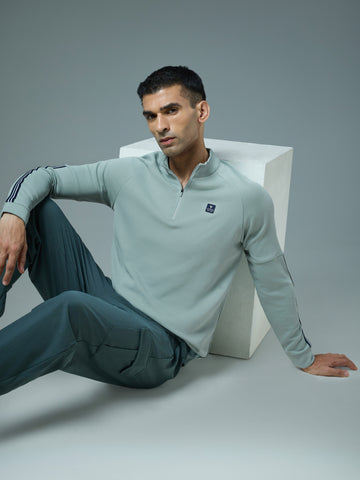 Men Solid Slim Fit Mock Neck Sweatshirt with ELASTO PLUS