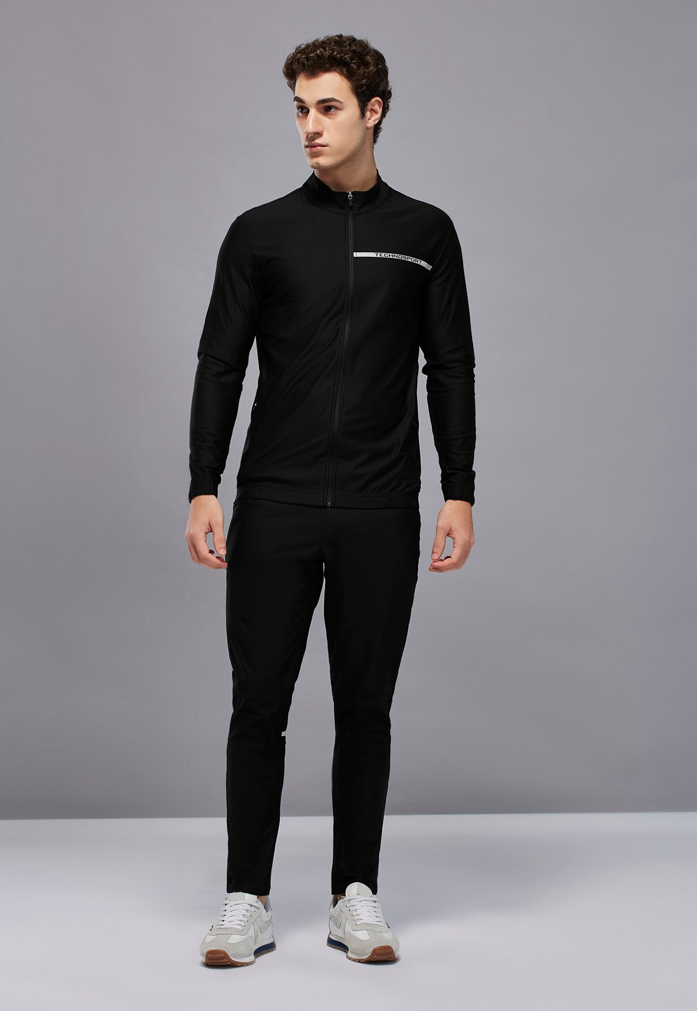 Men Solid Slim Fit Mock Tracksuits with DURACOOL+