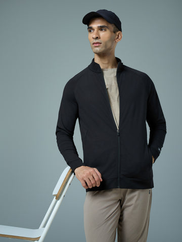 Men Solid Slim Fit Mock Neck Sports Jacket with DURACOOL+