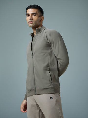 Men Solid Slim Fit Mock Neck Sports Jacket with DURACOOL+