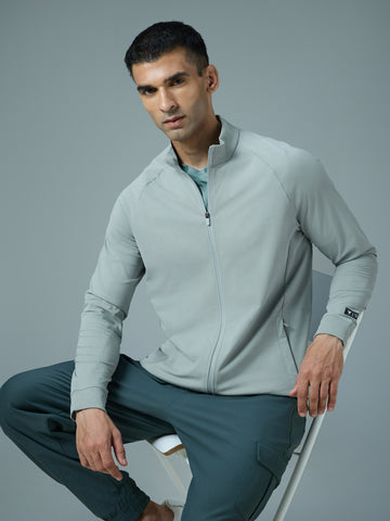 Men Solid Slim Fit Mock Neck Sports Jacket with DURACOOL+