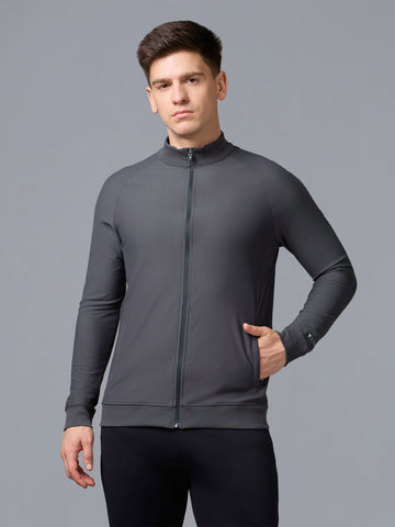 Men Solid Slim Fit Mock Neck Sports Jacket with DURACOOL+