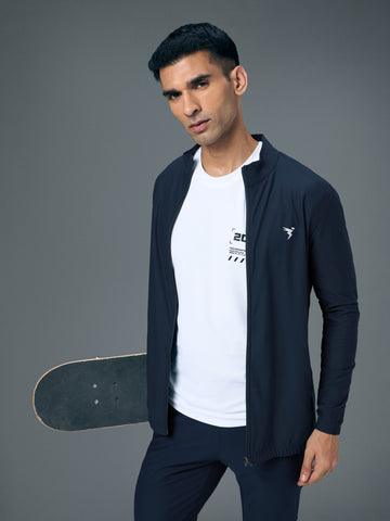 Men Solid Slim Fit Mock Neck Sports Jacket with DURACOOL+