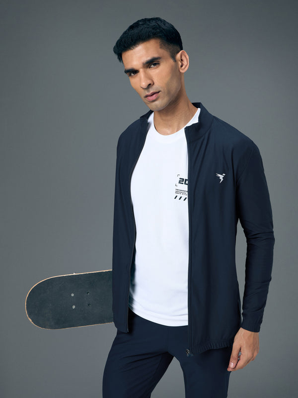 Men Solid Slim Fit Mock Neck Sports Jacket with DURACOOL+