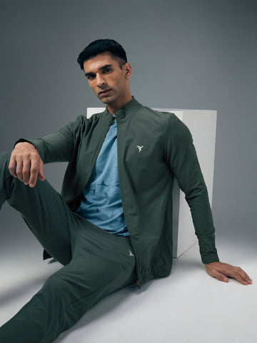 Men Solid Slim Fit Mock Neck Sports Jacket with DURACOOL+