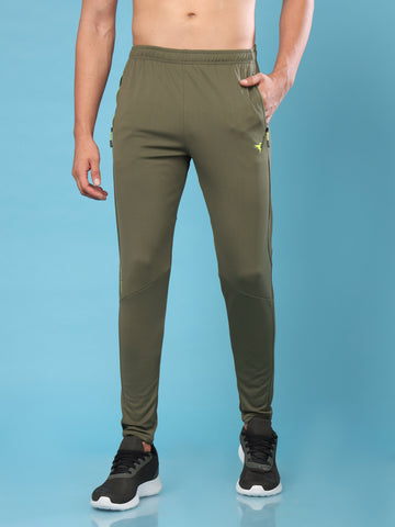 Men Solid Slim Fit Trackpants with TECHNO DRY
