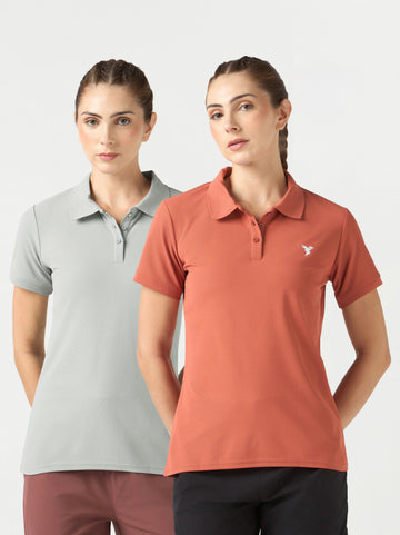 Women Pack of 2 Solid Slim Fit Polo T-shirt with MATPIQ