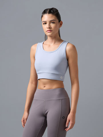 Women Solid Slim Fit Scoop Neck Sports Bra with ELASTO PLUS