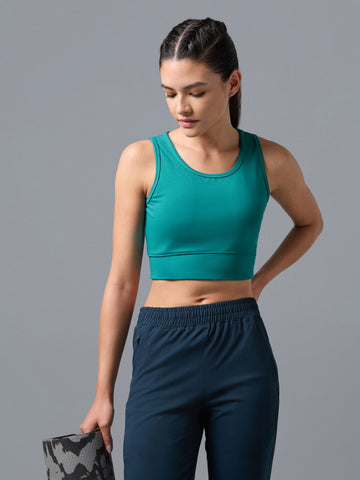 Women Solid Slim Fit Scoop Neck Sports Bra with ELASTO PLUS