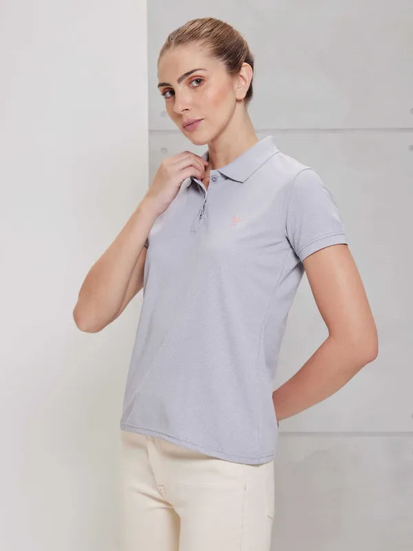 Women Solid Slim Fit Polo T-shirt with MATPIQ