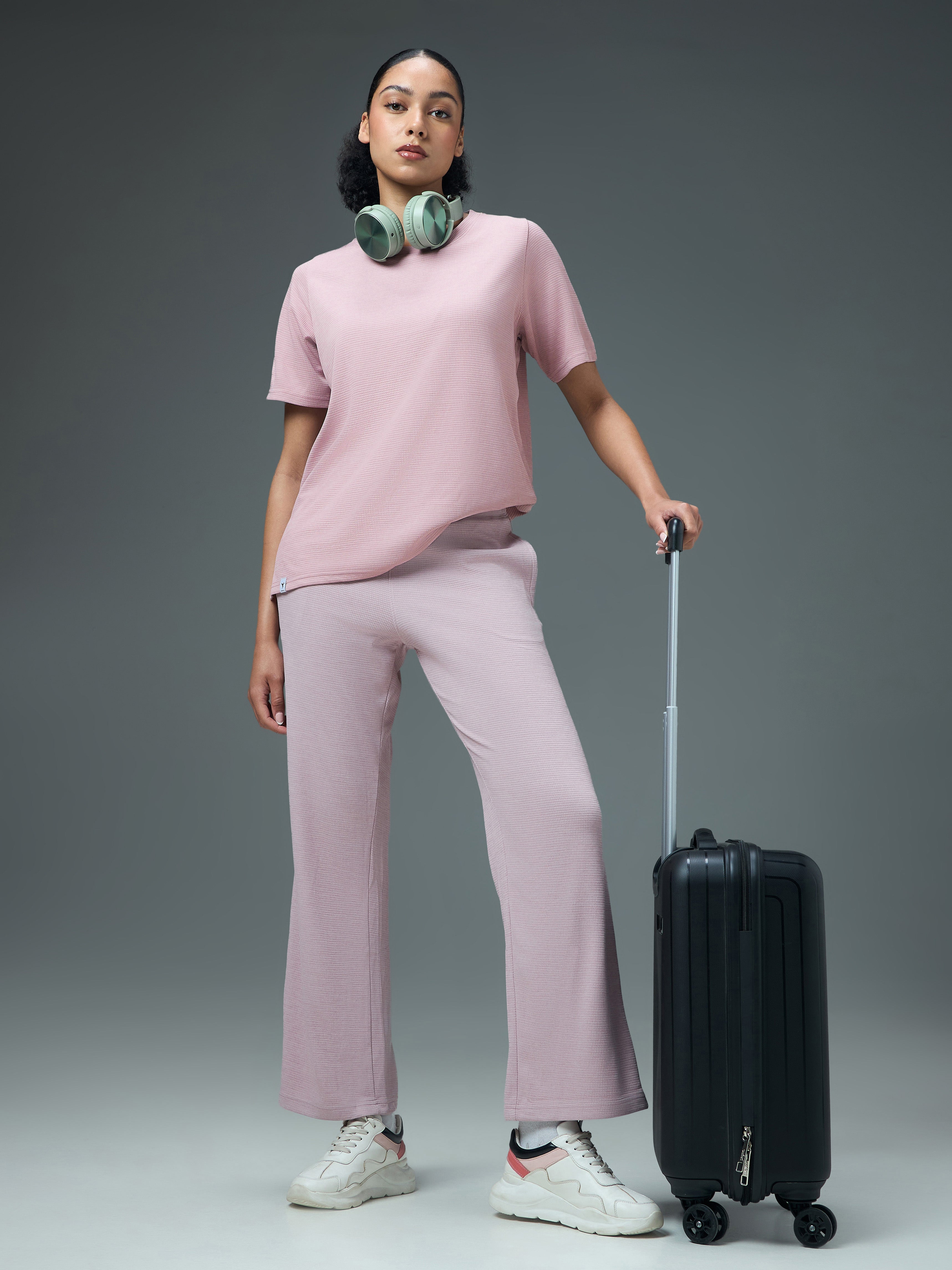 Women Cubic Melange Relaxed Fit Co-ord Set with DOUBLE COOL