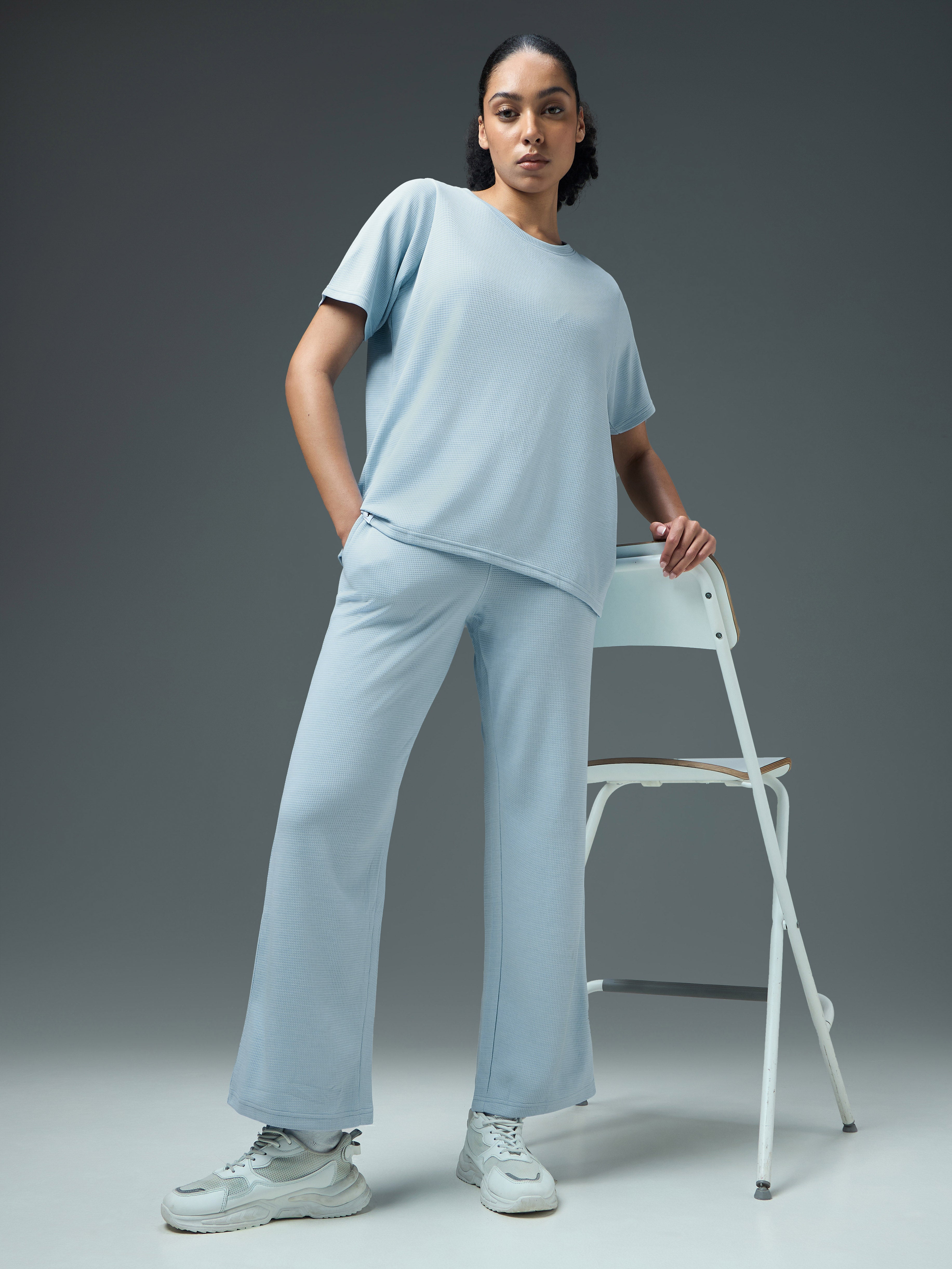 Women Cubic Melange Relaxed Fit Co-ord Set with DOUBLE COOL