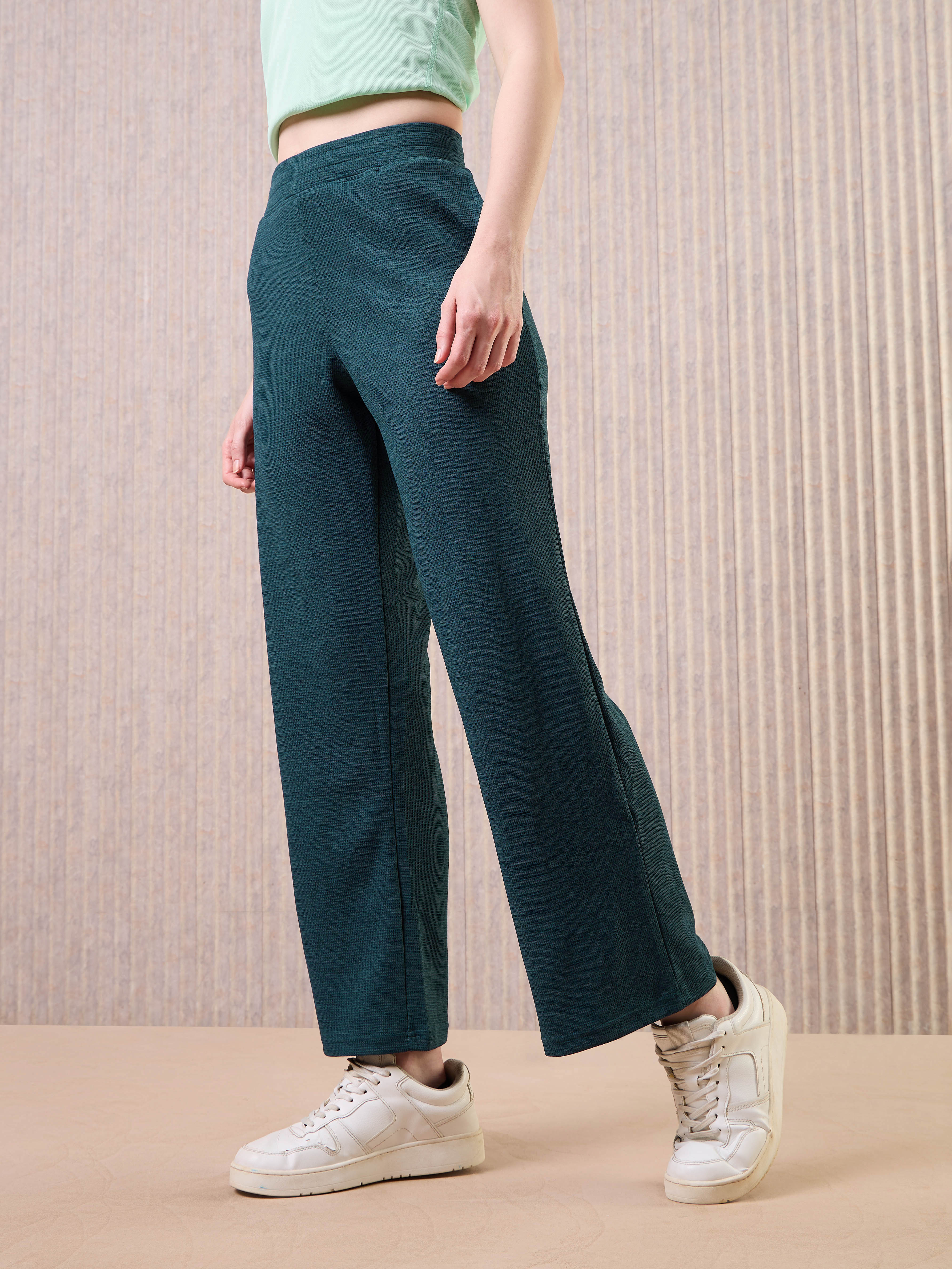 Women Cubic Melange Relaxed Fit Trackpants with DOUBLE COOL