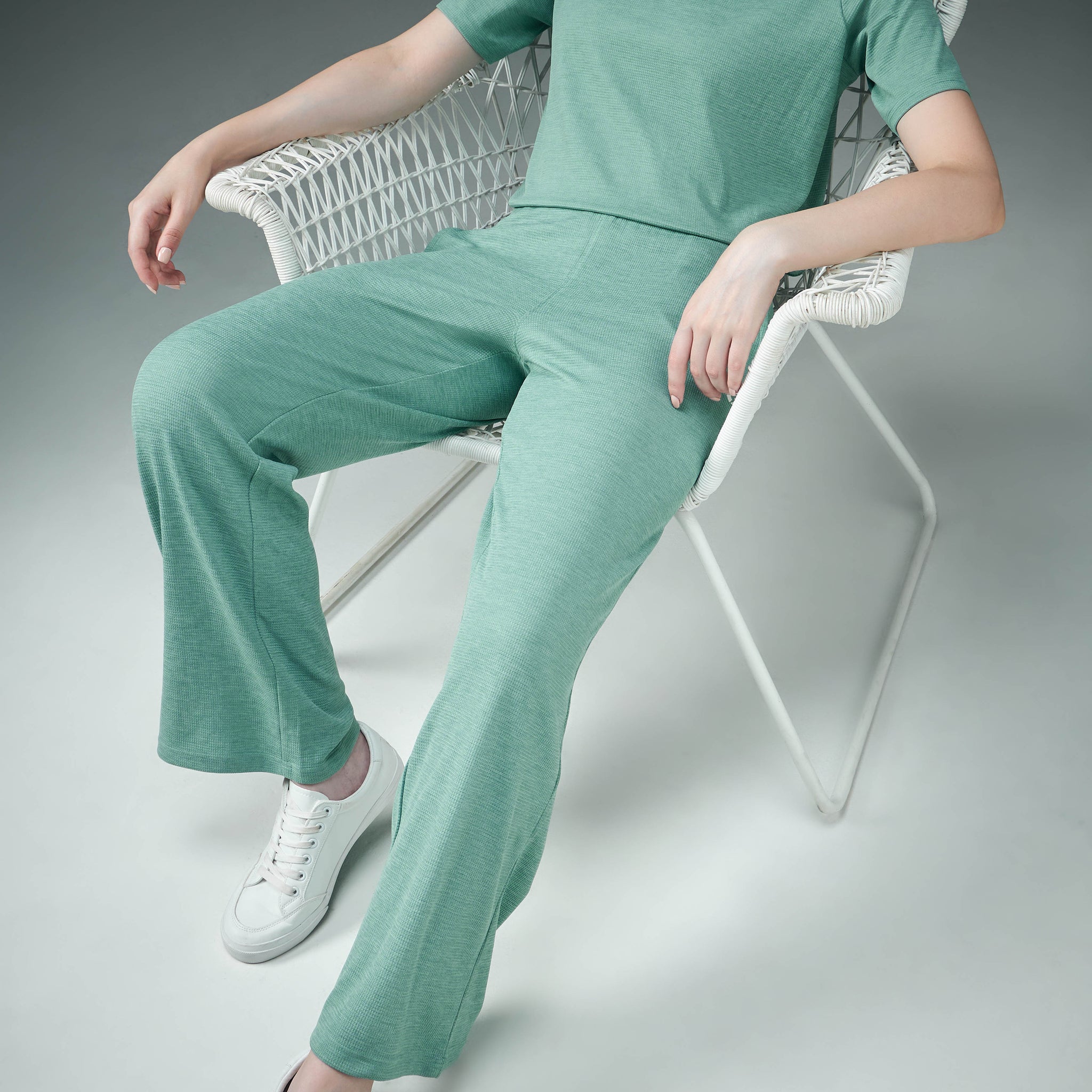 Women Cubic Melange Relaxed Fit Trackpants with DOUBLE COOL