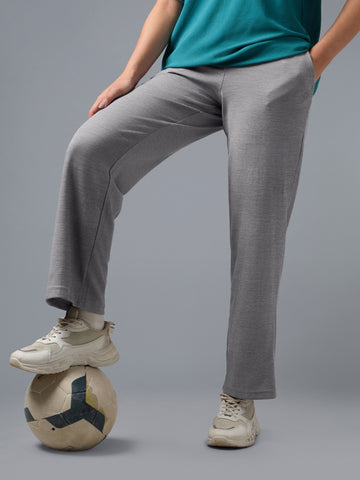 Women Cubic Melange Relaxed Fit Trackpants with DOUBLE COOL