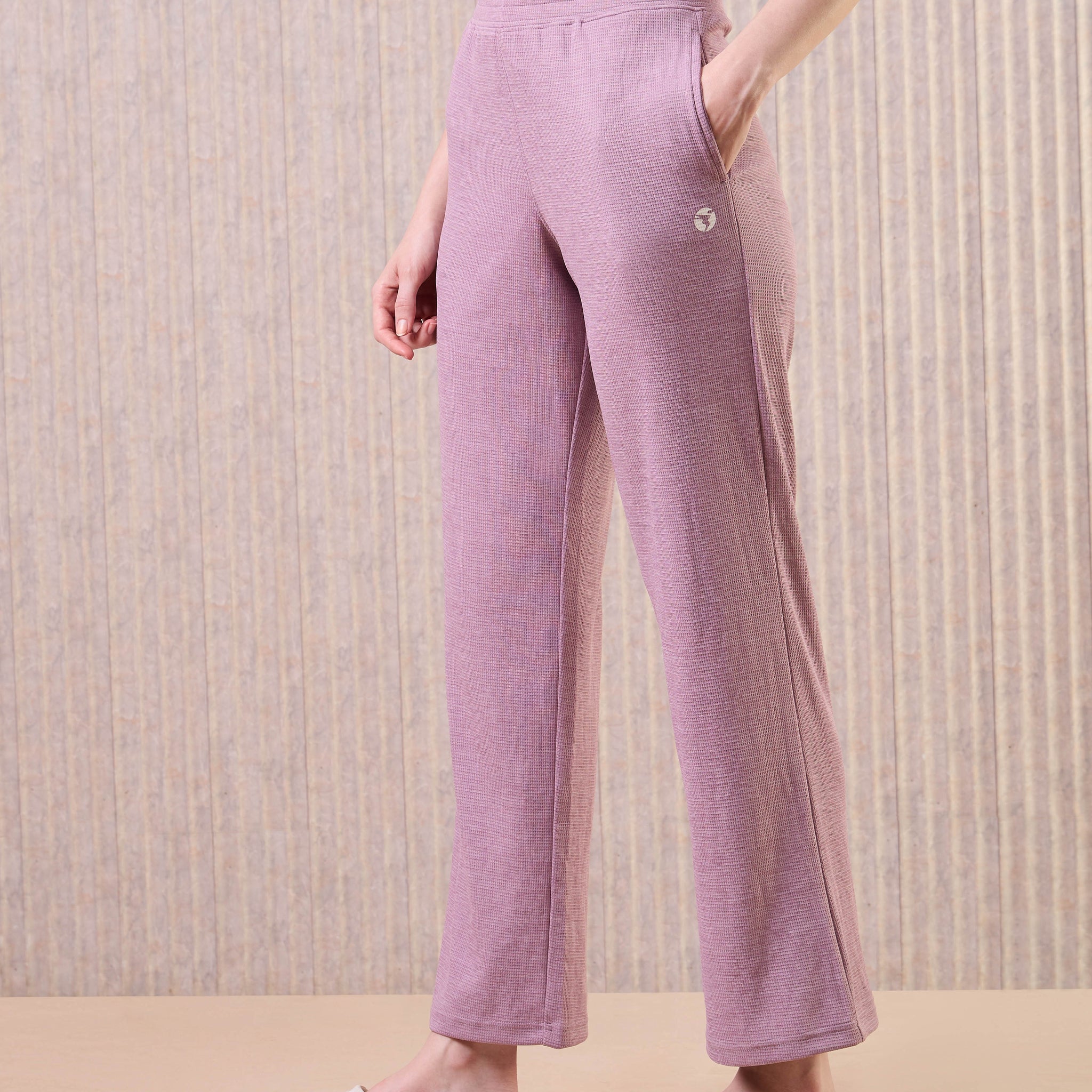 Women Cubic Melange Relaxed Fit Trackpants with DOUBLE COOL