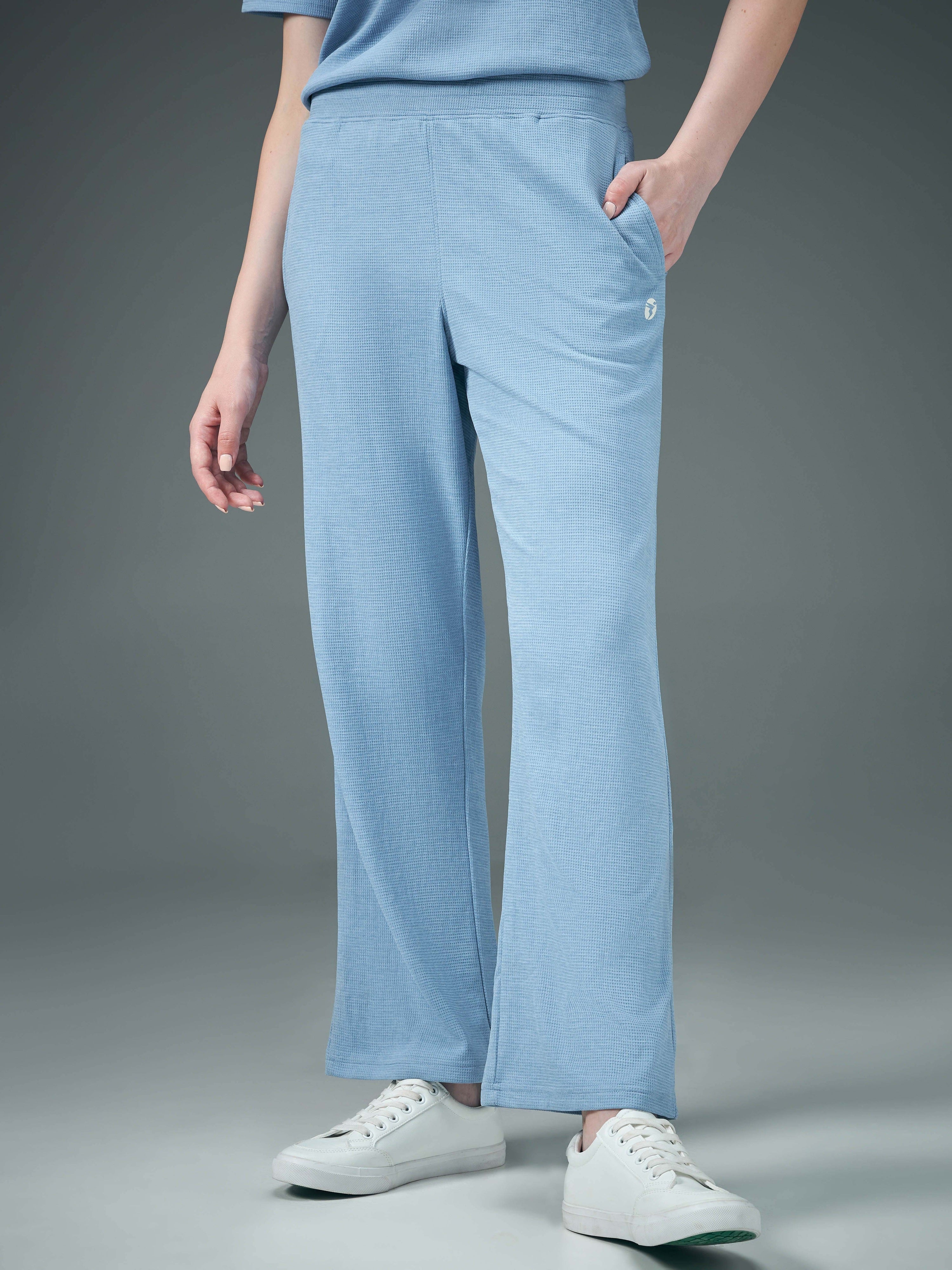 Women Cubic Melange Relaxed Fit Trackpants with DOUBLE COOL