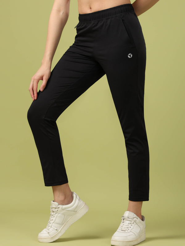 Women Solid Straight Fit Trackpants with 4 Way Crispy
