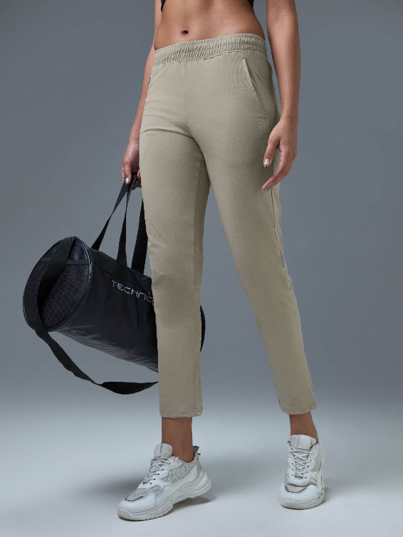 Women Solid Straight Fit Trackpants with 4 Way Crispy