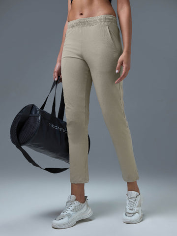 Women Solid Straight Fit Trackpants with 4 Way Crispy