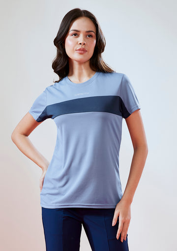 Women Solid Slim Fit Round Neck T-shirt with TECHNO COOL