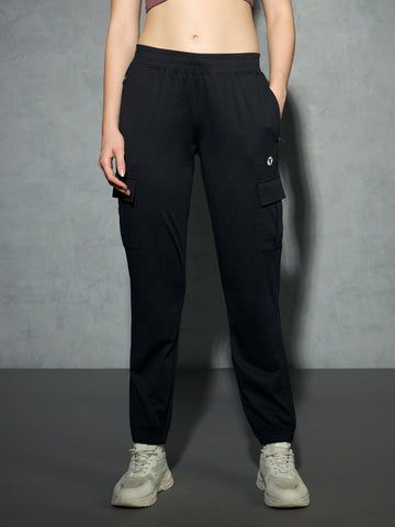 Women Solid Slim Fit Cargo Trackpants with TECHNO GUARD