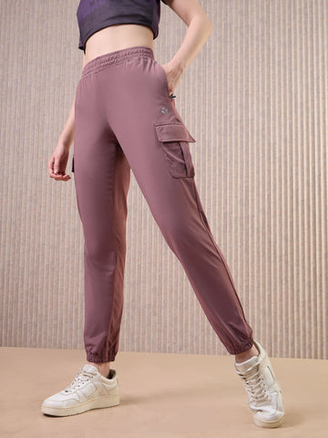 Women Solid Slim Fit Cargo Trackpants with TECHNO GUARD