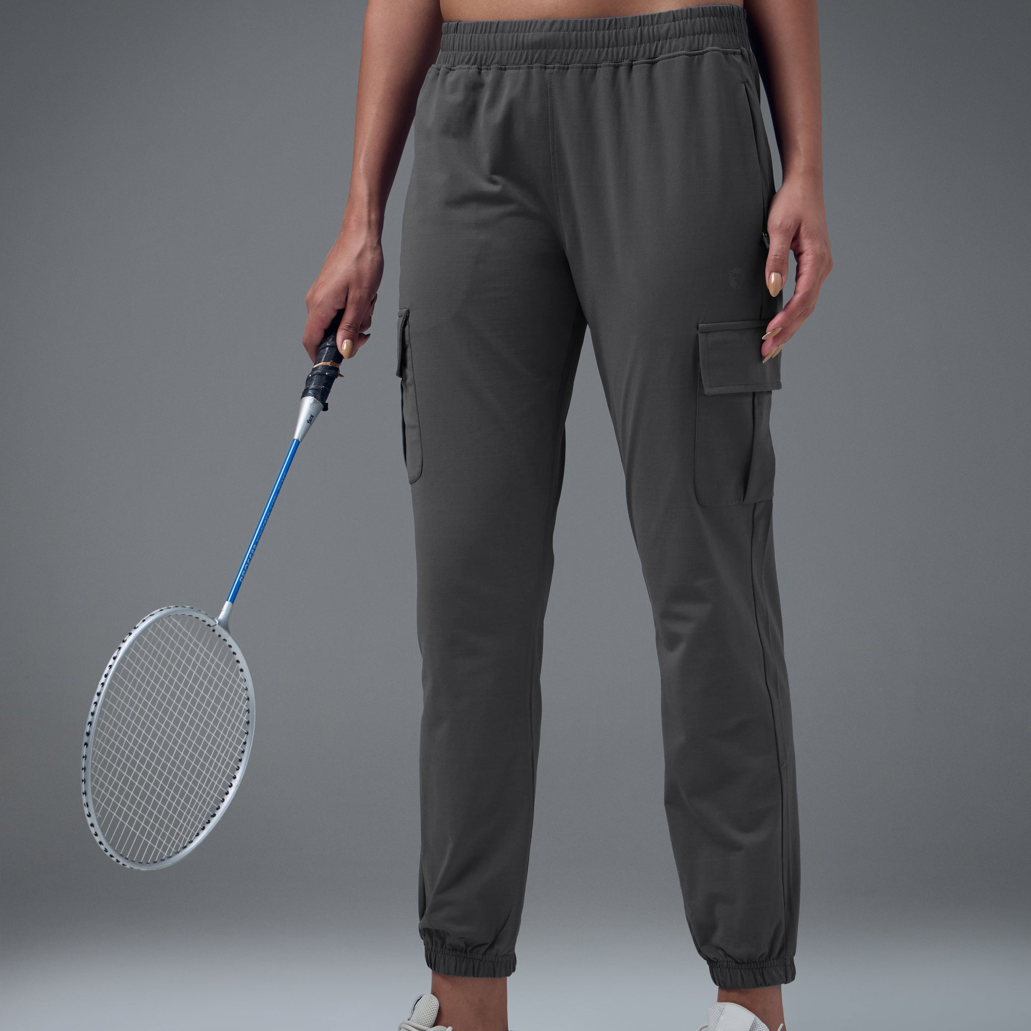 Women Solid Slim Fit Cargo Trackpants with TECHNO GUARD