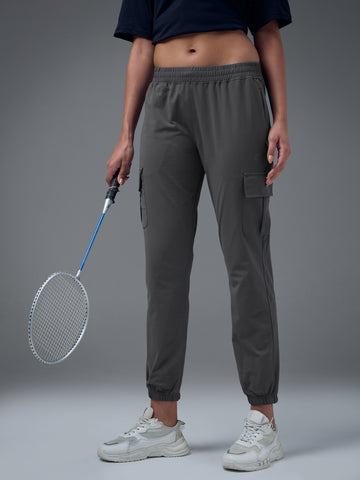 Women Solid Slim Fit Cargo Trackpants with TECHNO GUARD