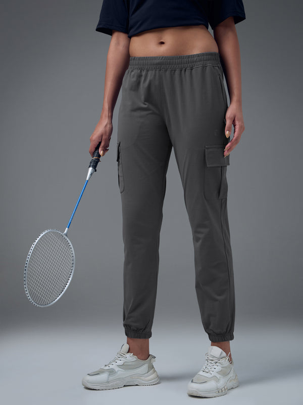 Women Solid Slim Fit Cargo Trackpants with TECHNO GUARD