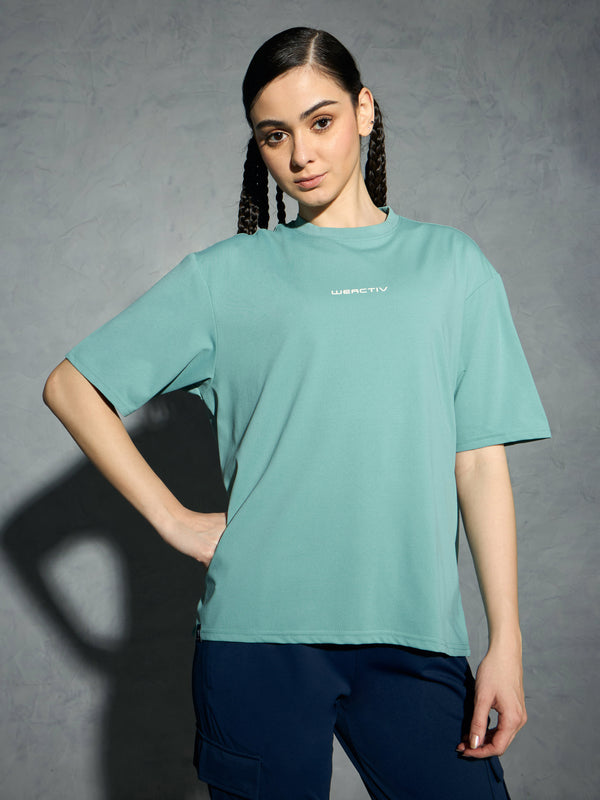 Women Printed Boxy Fit Round Neck T-shirt with COTFLEX
