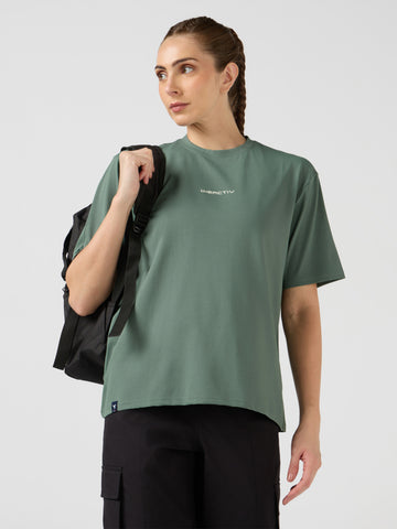 Women Printed Boxy Fit Round Neck T-shirt with COTFLEX