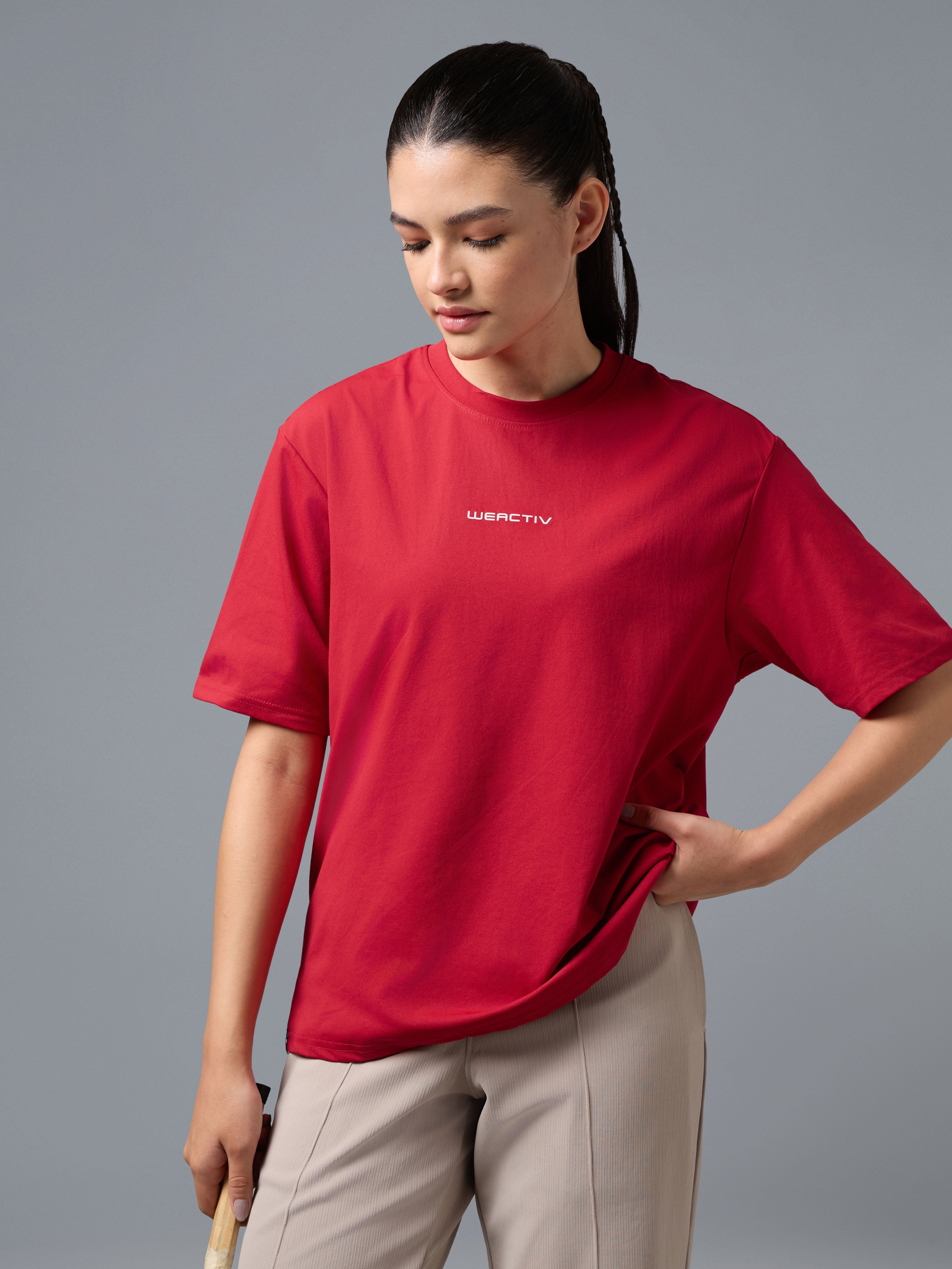 Women Printed Boxy Fit Round Neck T-shirt with COTFLEX